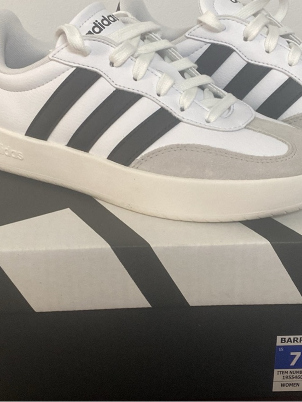 Adidas Barreda Women's White and Black Three-Stripe Athletic Sneakers
